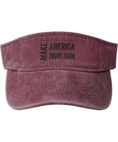 Make America Drunk Again Vintage Sport Sun Visor Hats Cotton Ball Caps Empty Top Baseball Sun Cap for Men Women,Black Red $8....