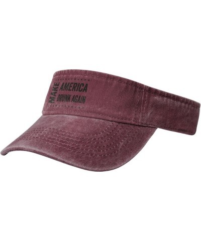 Make America Drunk Again Vintage Sport Sun Visor Hats Cotton Ball Caps Empty Top Baseball Sun Cap for Men Women,Black Red $8....