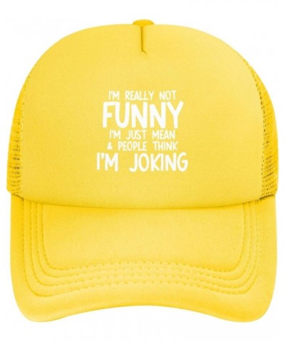 I'm Not Really Funny I'm Just Mean Unisex Baseball Cap Low Profile Snapback Cap Adjustable Yellow $9.53 Baseball Caps