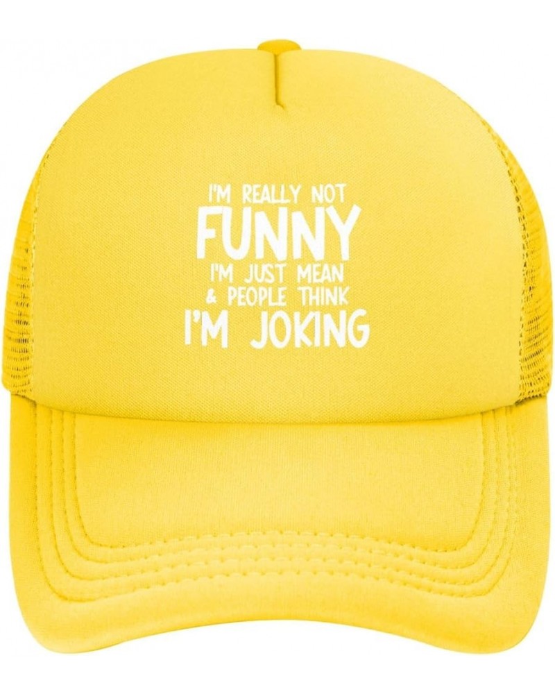 I'm Not Really Funny I'm Just Mean Unisex Baseball Cap Low Profile Snapback Cap Adjustable Yellow $9.53 Baseball Caps