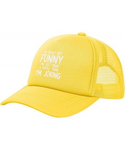 I'm Not Really Funny I'm Just Mean Unisex Baseball Cap Low Profile Snapback Cap Adjustable Yellow $9.53 Baseball Caps