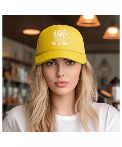 I'm Not Really Funny I'm Just Mean Unisex Baseball Cap Low Profile Snapback Cap Adjustable Yellow $9.53 Baseball Caps