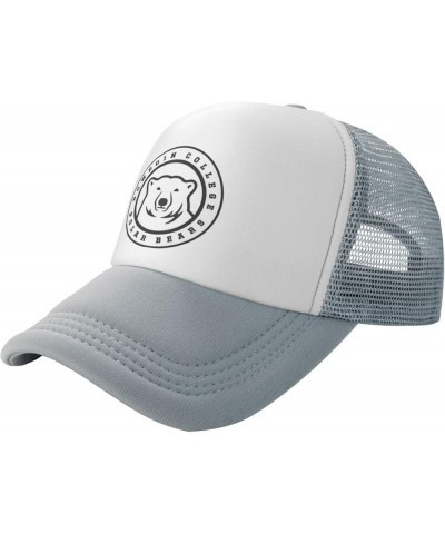 Bowdoin College Logo Trucker Hats for Both Men and Women - Mesh Baseball Snapback Hats Gray $10.29 Baseball Caps