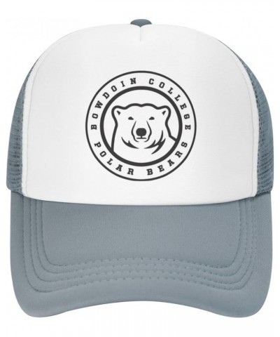 Bowdoin College Logo Trucker Hats for Both Men and Women - Mesh Baseball Snapback Hats Gray $10.29 Baseball Caps