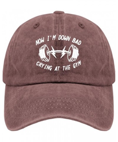 Funny hat Now I'm Down Bad Crying at The Gym Humorous Gifts Hat for Womens Baseball Cap Trendy Washed Dad Hats Cotton Wine Re...