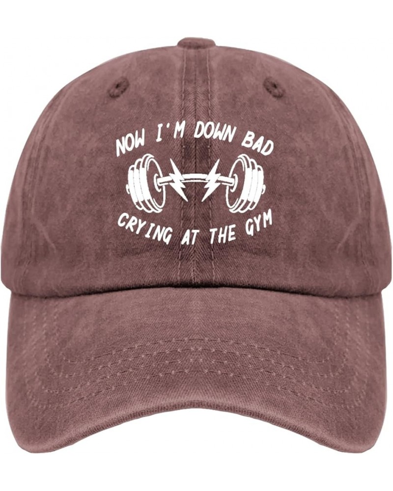 Funny hat Now I'm Down Bad Crying at The Gym Humorous Gifts Hat for Womens Baseball Cap Trendy Washed Dad Hats Cotton Wine Re...