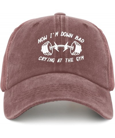 Funny hat Now I'm Down Bad Crying at The Gym Humorous Gifts Hat for Womens Baseball Cap Trendy Washed Dad Hats Cotton Wine Re...