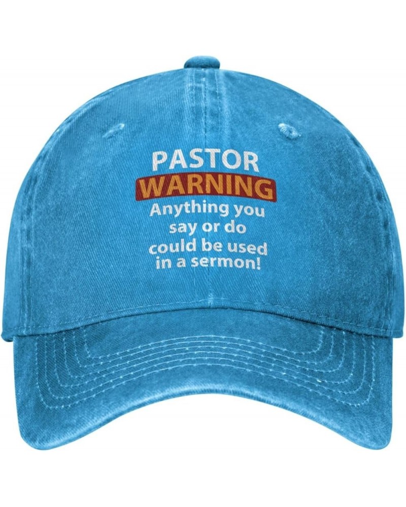 Pastor Warning Hat Pastor Warning Anything You Say Hat for Men Baseball Caps with Design Caps Blue $10.38 Sun Hats