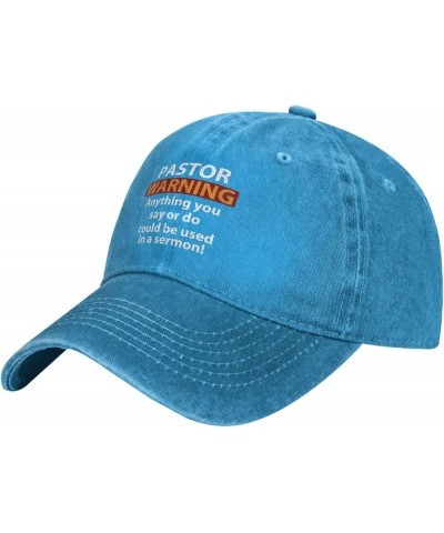 Pastor Warning Hat Pastor Warning Anything You Say Hat for Men Baseball Caps with Design Caps Blue $10.38 Sun Hats