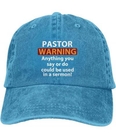 Pastor Warning Hat Pastor Warning Anything You Say Hat for Men Baseball Caps with Design Caps Blue $10.38 Sun Hats