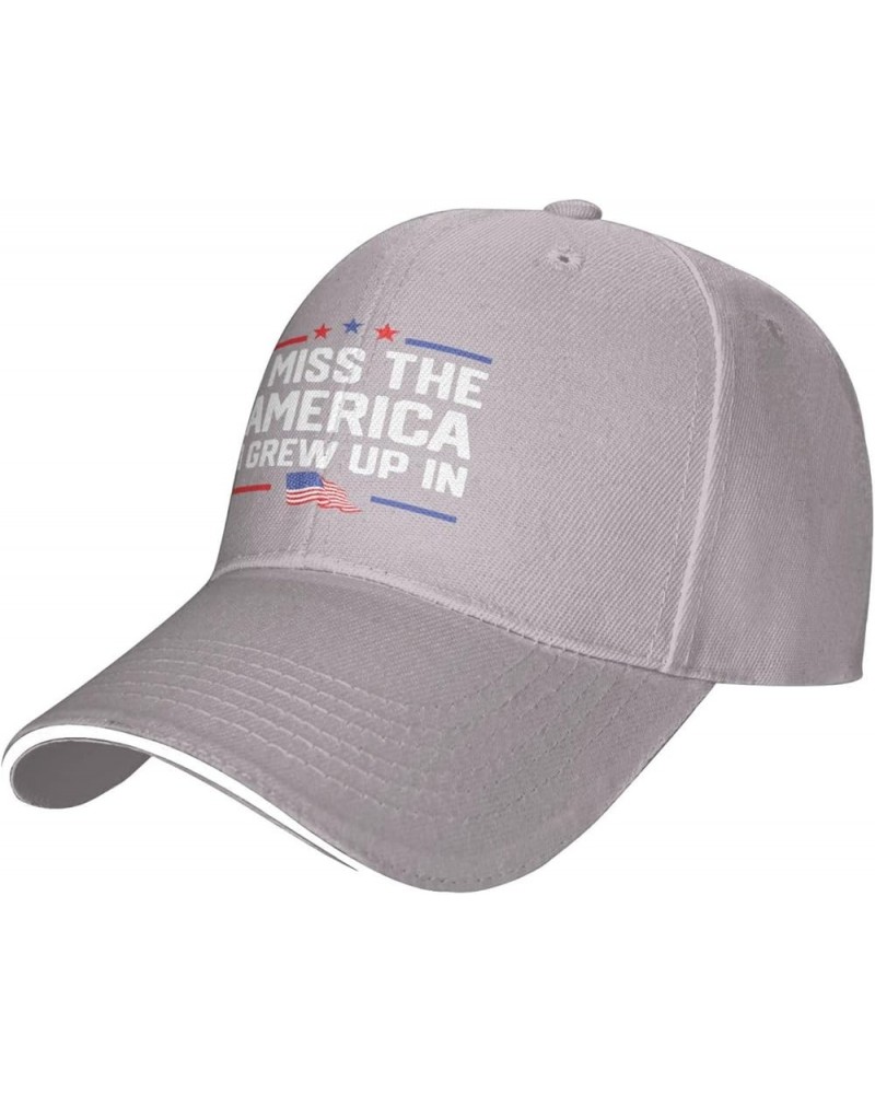 I Miss The America I Grew Baseball Caps Woman's Mens Fashionable Adjustable Baseball Hat Sandwich Baseball Hat Gray $12.54 Ba...