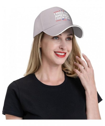 I Miss The America I Grew Baseball Caps Woman's Mens Fashionable Adjustable Baseball Hat Sandwich Baseball Hat Gray $12.54 Ba...