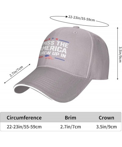 I Miss The America I Grew Baseball Caps Woman's Mens Fashionable Adjustable Baseball Hat Sandwich Baseball Hat Gray $12.54 Ba...