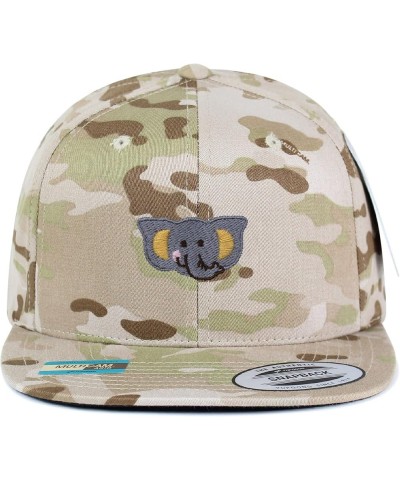 Elephant Embroidered Yupoong Flat Bill 6 Panel Snapback Hat Zoo Desert Camo $16.49 Baseball Caps