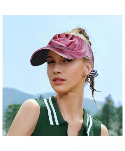 Sport Sun Visor Hats Adjustable Empty Top Baseball Cap Summer Green Watermelon Pattern Sun Visor Cap for Women Men Rose Flowe...