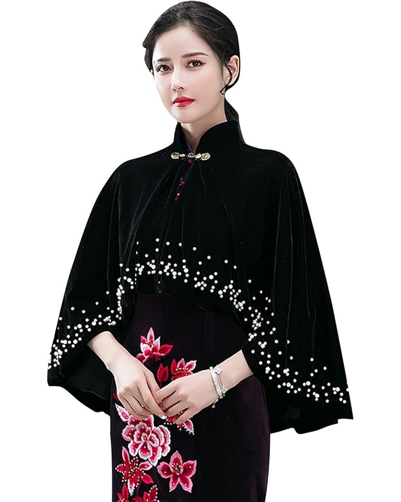 Womens Wrap Shawl Stoles Scarf Scarves, Velvet Embroidery Evening Cape Neckerchief Cover Up Evening Gown Black $23.84 Scarves