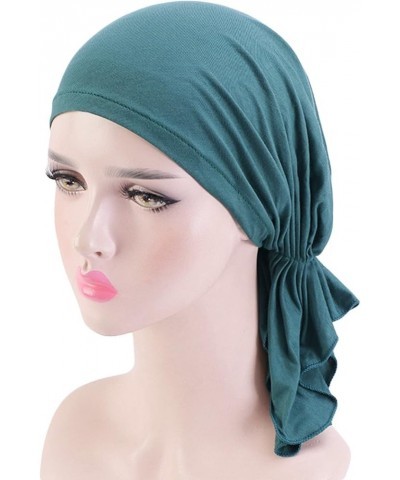 Womens Flower Turban Beanie Pre-Tied Bonnet Turban Knot Beanie Caps Stretch Slouchy Snood Hat Cancer Headwear Green $8.03 Hea...