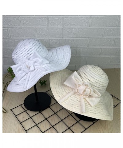 Women's Foldable Wide Brimmed Sun Hat Korean Minimalist Style Bowknot Sunhat Casual Beach Cap Drovers Hat Wh1 $11.73 Sun Hats