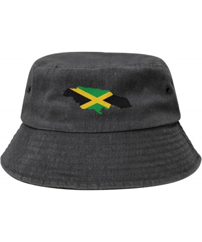 Jamaica Terrain Map Bucket Hat for Men Women Outdoor Washed Cotton Sun Hats Travel Beach Hat Black $13.15 Bucket Hats