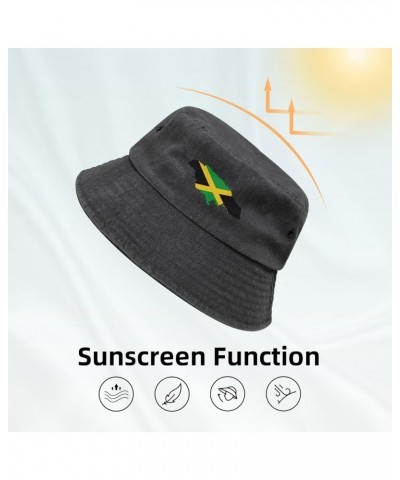 Jamaica Terrain Map Bucket Hat for Men Women Outdoor Washed Cotton Sun Hats Travel Beach Hat Black $13.15 Bucket Hats