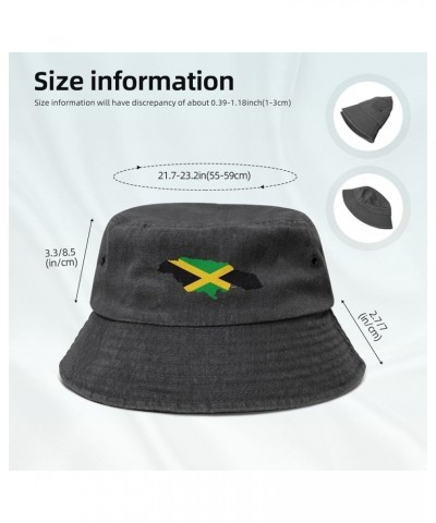 Jamaica Terrain Map Bucket Hat for Men Women Outdoor Washed Cotton Sun Hats Travel Beach Hat Black $13.15 Bucket Hats