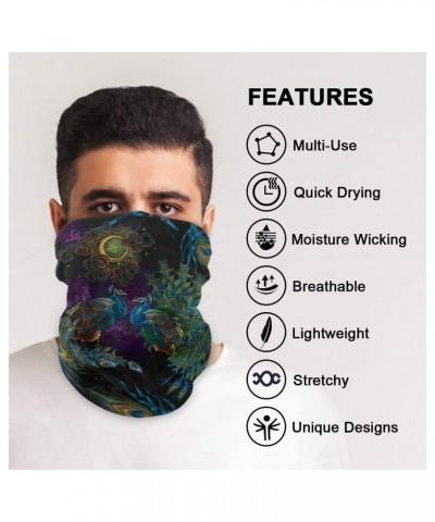 Beautiful Peacock Face Sun Dust Mask Bandanas Seamless Elastic Head Wrap Neck Gaiter Magic Scarf Headband for Festivals Runni...