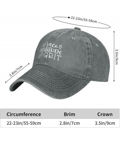 Grace Gratitude and Grit Baseball Cap Adjustable for Men Women Vintage Wash Baseball Cap Gray $10.95 Baseball Caps