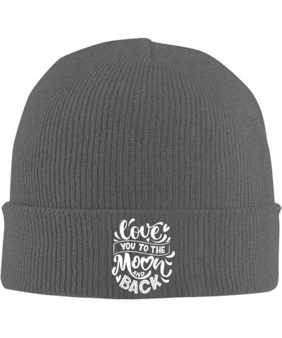 I Love You to The Moon and Back Adult Knitted Hat Beanie Winter Warm Skull Hat - Men Women Deep Heather $19.60 Skullies & Bea...