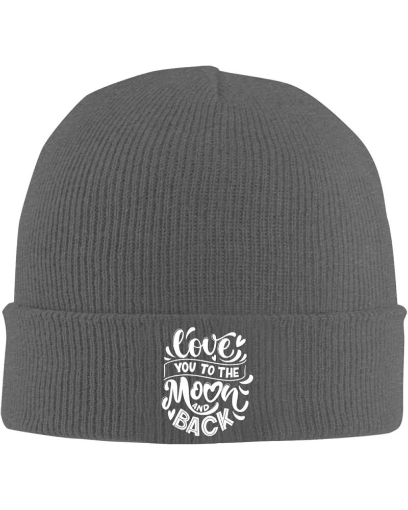 I Love You to The Moon and Back Adult Knitted Hat Beanie Winter Warm Skull Hat - Men Women Deep Heather $19.60 Skullies & Bea...