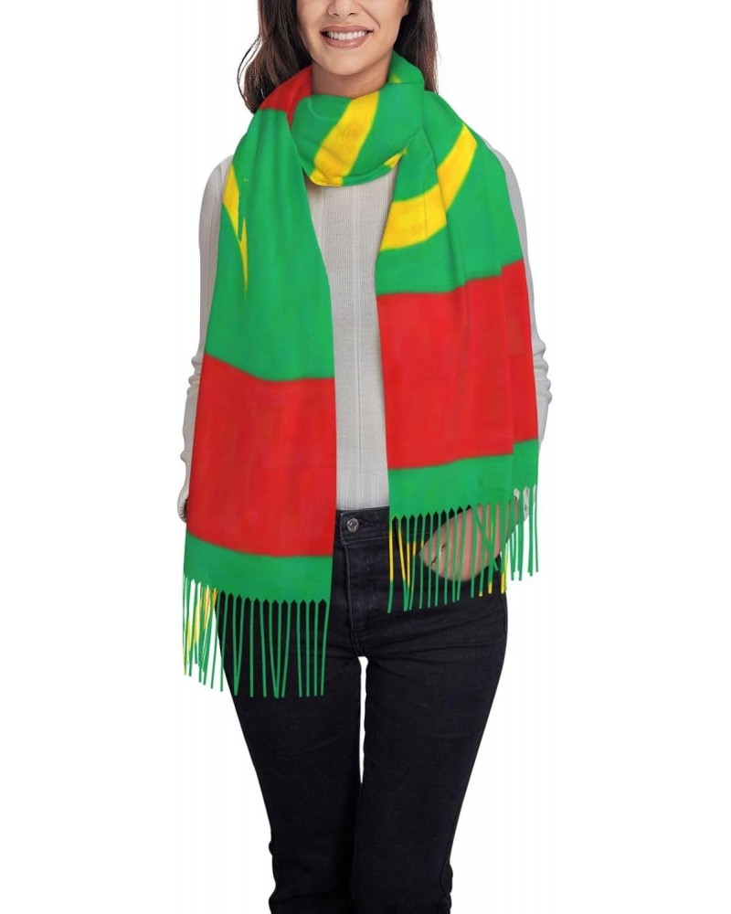 Mauritania Flag Oil Painted Scarf for Women Winter Warm Travel Silk Scarves $18.11 Scarves