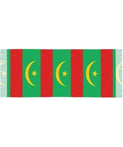 Mauritania Flag Oil Painted Scarf for Women Winter Warm Travel Silk Scarves $18.11 Scarves