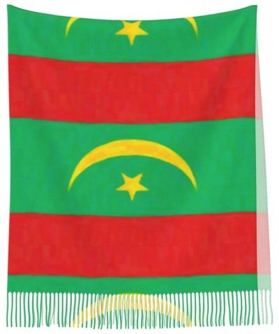 Mauritania Flag Oil Painted Scarf for Women Winter Warm Travel Silk Scarves $18.11 Scarves