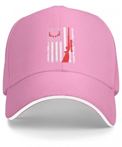 Patriotic Deer Hunting Flag U.S. Flag Baseball Cap Sandwich Brim Hats for Men Women Adjustable Caps Pink $11.48 Baseball Caps