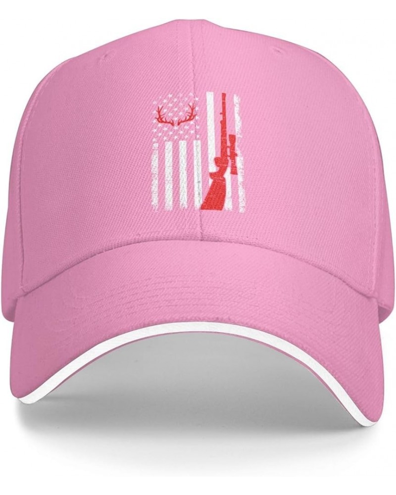 Patriotic Deer Hunting Flag U.S. Flag Baseball Cap Sandwich Brim Hats for Men Women Adjustable Caps Pink $11.48 Baseball Caps