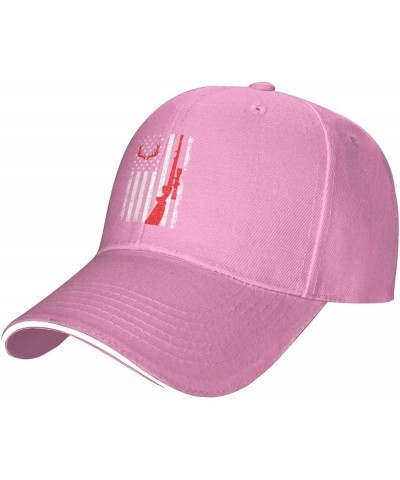 Patriotic Deer Hunting Flag U.S. Flag Baseball Cap Sandwich Brim Hats for Men Women Adjustable Caps Pink $11.48 Baseball Caps