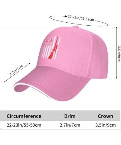 Patriotic Deer Hunting Flag U.S. Flag Baseball Cap Sandwich Brim Hats for Men Women Adjustable Caps Pink $11.48 Baseball Caps