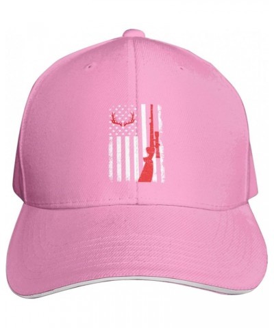 Patriotic Deer Hunting Flag U.S. Flag Baseball Cap Sandwich Brim Hats for Men Women Adjustable Caps Pink $11.48 Baseball Caps