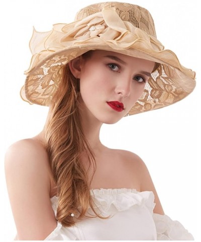 Best Gardening Hat Womens Summer Dress Hat Wide Leaf Flower Bridal Shower Hat Sun Hats Beach Hat Outdoor Sun Hats Khaki $11.2...