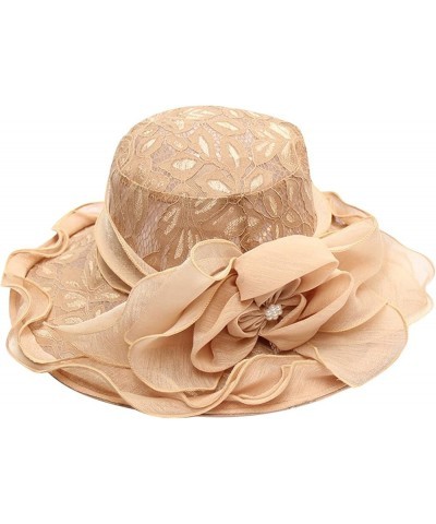 Best Gardening Hat Womens Summer Dress Hat Wide Leaf Flower Bridal Shower Hat Sun Hats Beach Hat Outdoor Sun Hats Khaki $11.2...