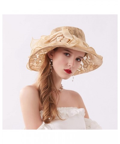 Best Gardening Hat Womens Summer Dress Hat Wide Leaf Flower Bridal Shower Hat Sun Hats Beach Hat Outdoor Sun Hats Khaki $11.2...