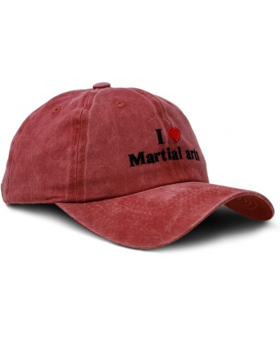 Custom Soft Washed Baseball Cap I (Love) Martial Arts Red Heart Hobbies Lovers Red Design Only $16.19 Baseball Caps