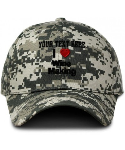 Custom Camo Baseball Cap I (Love) Wine Making Red Heart Hobbies Lovers Cotton Pixel Camo Personalized Text Here $15.04 Baseba...