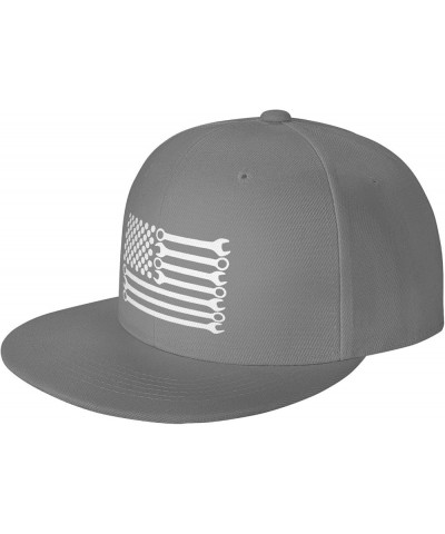 Wrench American Flag Baseball Hat Adjustable Fashion Classic Snapback Hat for Men Women Black Gray $10.23 Baseball Caps