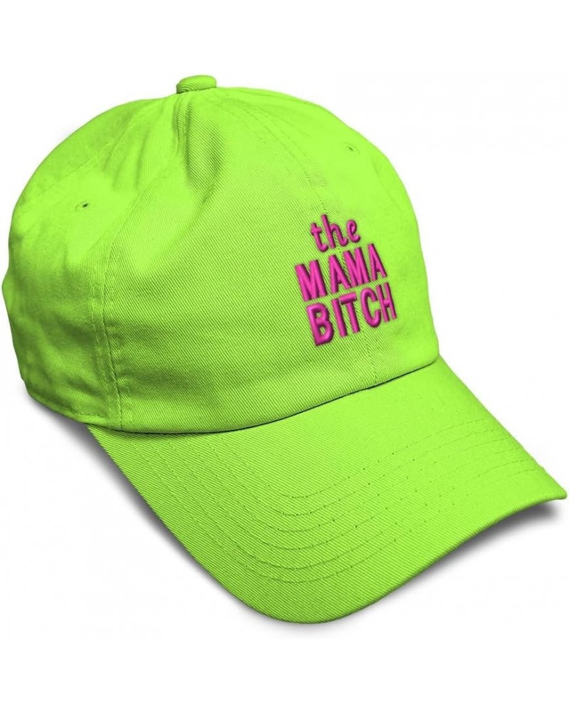 Soft Baseball Cap The Mama Bitch Cotton Dad Hats for Men & Women Lime $15.29 Baseball Caps