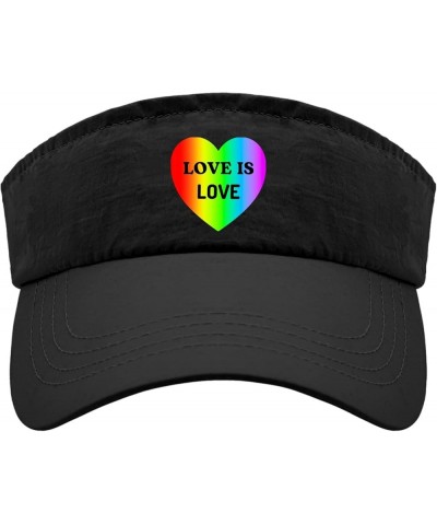 Love is Love Rainbow Hats Visors for Women Golf Caps Trendy Sports Visor Cap Allblack $11.95 Visors