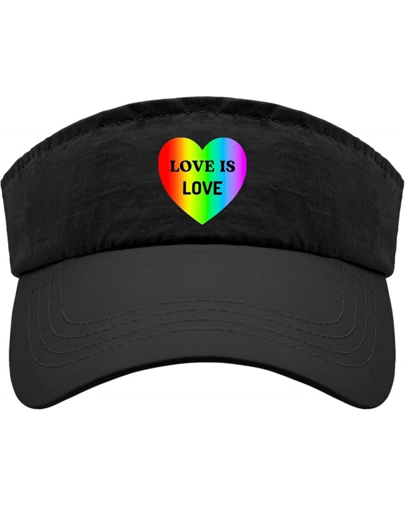 Love is Love Rainbow Hats Visors for Women Golf Caps Trendy Sports Visor Cap Allblack $11.95 Visors