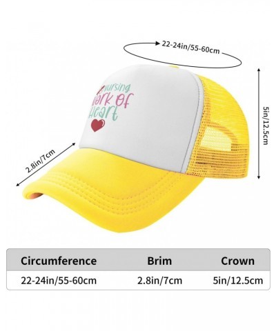 Mesh Dad Hat Adjustable Washed Nurse Nursing Cute Yellow Baseball Dad Cap Funny Distressed Ball Trucker Cap for Women Men Uni...