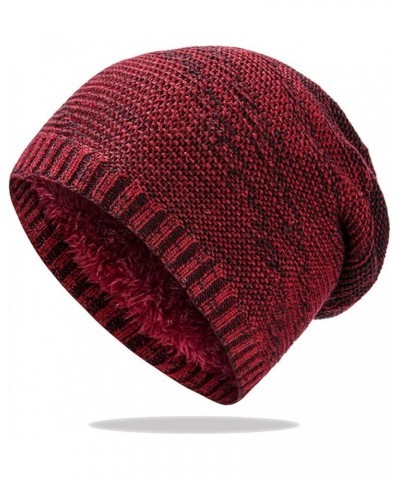 Womens Mens Two Tone Twill Knit Pile Hat Winter Warm Hat Trendy Unisex Pullover Hat Men Pile Cap Hat Red $9.84 Skullies & Bea...