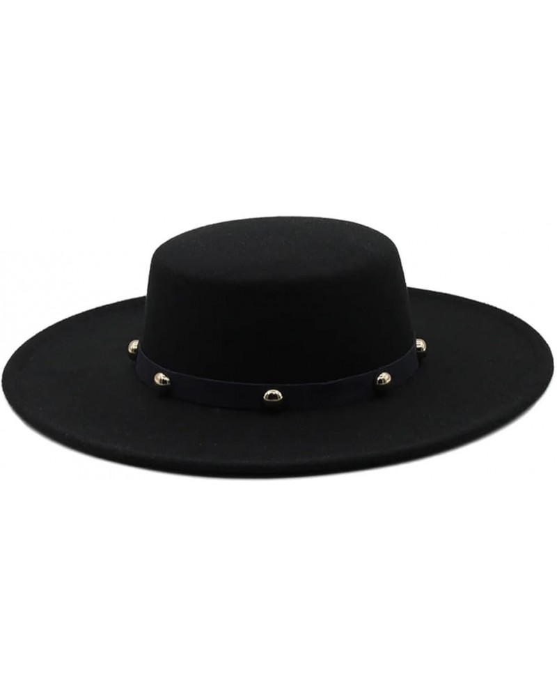 Solid Color Fedoras Cap with Band Men Women Panama Style Jazz Hat 9.5CM Wide Brim Big Fedoras Black $24.74 Fedoras