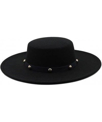 Solid Color Fedoras Cap with Band Men Women Panama Style Jazz Hat 9.5CM Wide Brim Big Fedoras Black $24.74 Fedoras